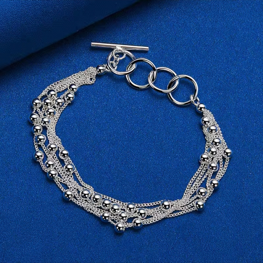 Multilayer Silver Ball Bracelet NEW